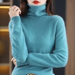 Autumn and Winter 2022 Women's High Neck Pullover 100% Pure Mink Cashmere Sweater Knitted Soft Fashion Women's Clothing