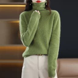 Autumn and Winter 2022 Women's High Neck Pullover 100% Pure Mink Cashmere Sweater Knitted Soft Fashion Women's Clothing
