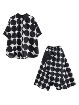 Polka Dot Print Summer Casual 2 Two Piece Set Short Sleeve Loose Blouse Women Shirt Top Fashion Clothing Harem Pants Suit 2026