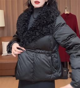 Women Down Padded Jacket 2021Female Winter New Loose Big Fur Collar Net Red Down Padded Jacket Mid-length Bread Jacket TrendA499