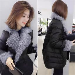 Women Down Padded Jacket 2021Female Winter New Loose Big Fur Collar Net Red Down Padded Jacket Mid-length Bread Jacket TrendA499
