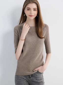 Women's Sweater Knitwears Tops 100% Pure Wool O-neck Short Sleeve Sweaters Pullover Jumper Knit Women Clothes Korean Fashion y2k