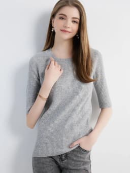Women's Sweater Knitwears Tops 100% Pure Wool O-neck Short Sleeve Sweaters Pullover Jumper Knit Women Clothes Korean Fashion y2k