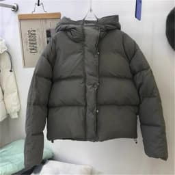 Solid Color Down Cotton Jacket Women Autumn Winter Hooded Puffer Coat Padded Warm Parkas High Street Outerwear Rose Black