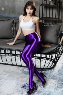 AMORESY Women Sexy Silk Satin Opaque Pantyhose Tights Smooth Yoga Stockings Running Slim High Waisted Fitness Leggings Plus Size