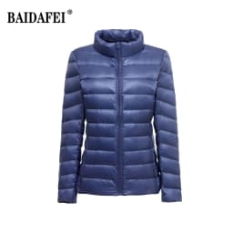Women Short Puffer Jacket 2025 New Fashion Stand Collar Lightweight Water-Resistant Packable Female Down Parka Casual Coat