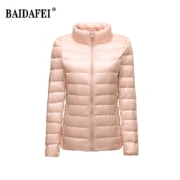 Women Short Puffer Jacket 2025 New Fashion Stand Collar Lightweight Water-Resistant Packable Female Down Parka Casual Coat