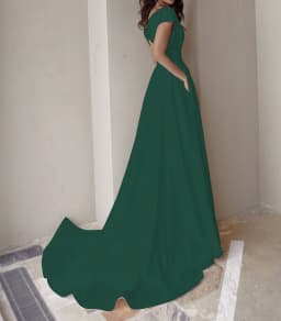 Womans Clothing Spring 2024 New Sweet and Fresh Solid V-Neck Princess Sleeve Dresses Y2k Fashion Versatile Long Skirt for Female
