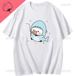 Kawaii Bubu Dudu Tshirt for Girl Cartoon Panda Bear Tee Women Clothing Men Summer Casual Tshirt Thirt Shirt Femme Cotton Tops
