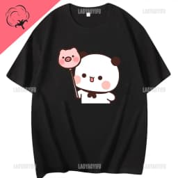 Kawaii Bubu Dudu Tshirt for Girl Cartoon Panda Bear Tee Women Clothing Men Summer Casual Tshirt Thirt Shirt Femme Cotton Tops