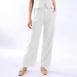 Retro Linen Women'S Suits Women 2026 Blue Sleeveless Button Up Vest Tops + Wide Leg Pants Sets 2 Pieces Outfits Ensemble Femme