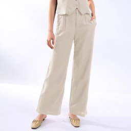 Retro Linen Women'S Suits Women 2026 Blue Sleeveless Button Up Vest Tops + Wide Leg Pants Sets 2 Pieces Outfits Ensemble Femme