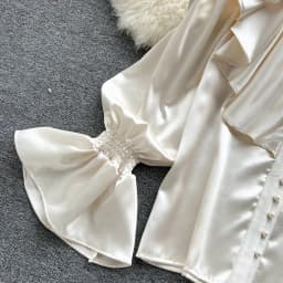 Elegant Vintage Ruffle Blouse Single Breasted Puff Long Sleeves Korean Fashion Sweet Top Women Chic Goth Spring Autumn Shirt