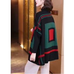 Half Turtleneck Knitted Wool Sweater Women's Pullover Autumn And Winter New Temperament Fashion Loose Sweater Jacquar Pullover