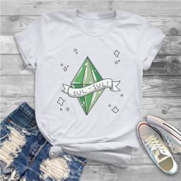 Eva Women Shirts The Sims 4 Business Simulation Game Oversized T-shirt Goth Vintage Female Blusas