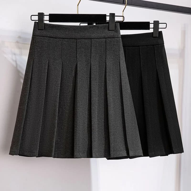 Large Size Women's Loose Solid A-Line Pleated Elastic Waist Woolen Skirt Hip 156cm Black Gray 3XL 4XL 5XL 6XL 7XL 8XL 140Kg