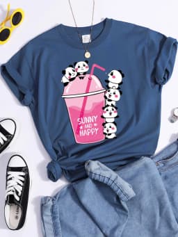 Summer And Happy Kawaii Red Panda T Shirt Women Summer Cool Soft Tees Fashion Casual Crop Top Street Breathable Tshirt Female
