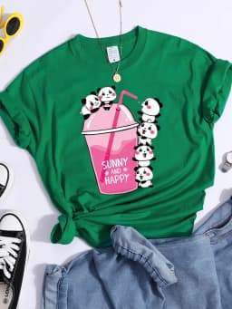 Summer And Happy Kawaii Red Panda T Shirt Women Summer Cool Soft Tees Fashion Casual Crop Top Street Breathable Tshirt Female