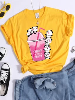 Summer And Happy Kawaii Red Panda T Shirt Women Summer Cool Soft Tees Fashion Casual Crop Top Street Breathable Tshirt Female
