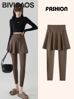 BIVIGAOS Autumn New Pant Skirt Fake Two Pieces Shark Leggings Women Popular Shaping Yoga Fitness Seamless Sports Leggings