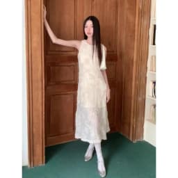 CHEERART Crochet Sleeveless Summer Long Tank Dress For Women 2023 Floral Beige A Line Midi Dress Luxury Designer Party