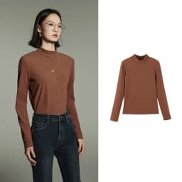 Toyouth Women Tees 2024 Winter Long Sleeve Half High Collar Slim Fit T-shirt Self Heating Warm Versatile Multicolour Tops