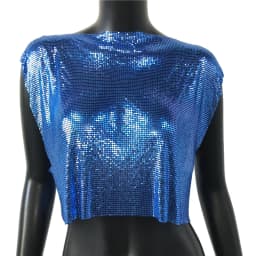 Sparkly New Metal Sequins Sexy Tank Tops Sleeveless O Neck Hollow Out Nightclub Cropped Solid Luxury Women Corset Crop Top 2022