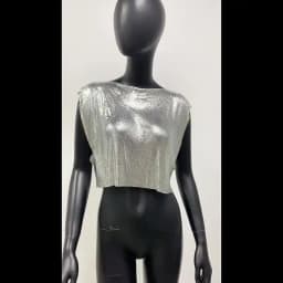 Sparkly New Metal Sequins Sexy Tank Tops Sleeveless O Neck Hollow Out Nightclub Cropped Solid Luxury Women Corset Crop Top 2022