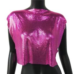 Sparkly New Metal Sequins Sexy Tank Tops Sleeveless O Neck Hollow Out Nightclub Cropped Solid Luxury Women Corset Crop Top 2022