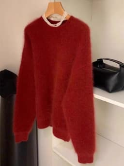 Oversize New Autumn Winter Soft Mohair Sweater Chic Fashion Women O Neck Thick Warm Mink Cashmere Knitted Loose Casual Pullovers