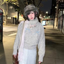 Karrram Japanese Y2k Bow-knot Sweater Korean Style Gray Cropped Pullover Vintage Harajuku Knit Jumper 2000s Aesthetics Knitwears