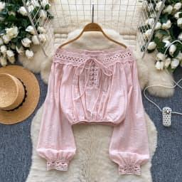 Vintage Blouse lace lace-up long sleeve Elegant Fashion Women hotsweet Shirt women clothing