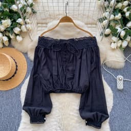 Vintage Blouse lace lace-up long sleeve Elegant Fashion Women hotsweet Shirt women clothing