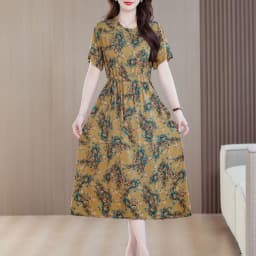 Sundress 2025 Women Dress Summer Bohemian Casual Vintage Short Sleeve Floral Print thin Vestido Female Robe