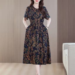 Sundress 2025 Women Dress Summer Bohemian Casual Vintage Short Sleeve Floral Print thin Vestido Female Robe