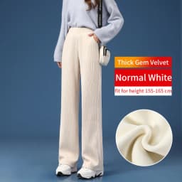 Women Warm Winter Plush Thick Pants Lambskin Cashmere Corduroy Trousers High Waist Casual Cotton Loose Female Wide Leg Pants