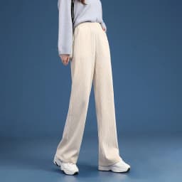 Women Warm Winter Plush Thick Pants Lambskin Cashmere Corduroy Trousers High Waist Casual Cotton Loose Female Wide Leg Pants