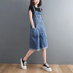 Spring Summer Jean Short Jumpsuits Women Casual Streetwear Loose Wide Leg Shorts Denim Overalls Straps Rompers Cargo Baggy Pants