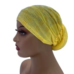 2022 New Women Full Diamonds Donut Turban Cap Elastic Muslim Hijab Bonnet Hat Ladies Headband Turbans African India Caps