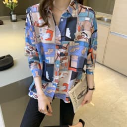 causal loose ladies shirts Fashion printing Women's Blouses Shirts Tops Blusas Mujer