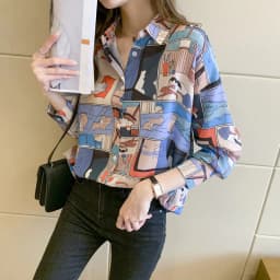 causal loose ladies shirts Fashion printing Women's Blouses Shirts Tops Blusas Mujer