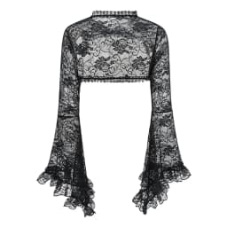Black See Through Floral Lace Long Flare Sleeve y2k Dark Clothes Women Steampunk Coat Gothic Vintage Top Sexy Victorian Jacket