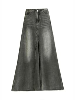Maxi Long Skirts Women England Style Vintage Autumn Winter High Waist Jean Skirt Ladies A-Line Ruffle Pleated Denim Skirt