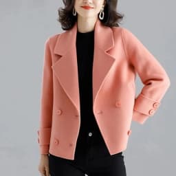 New Double-Sided Wool Coat Women's Short High-End Casual Tweed Suit Jacket Blend Wool Coat Black Double Breasted Blazer Female