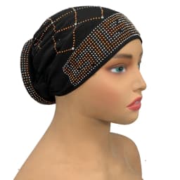 2024 Summer Women's Turban Cap with Padded Diamonds Elastic Muslim Headscarf Bonnet African Female Head Wraps Turbante Mujer
