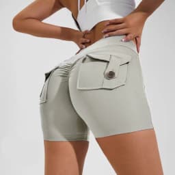 Summer Peach Butt Fitness Exercise Three-Quarter Pants Cargo Air Dry Pocket Yoga Tight lift the hips Women's Shorts