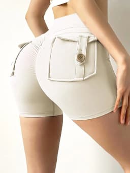 Summer Peach Butt Fitness Exercise Three-Quarter Pants Cargo Air Dry Pocket Yoga Tight lift the hips Women's Shorts