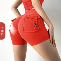 Summer Peach Butt Fitness Exercise Three-Quarter Pants Cargo Air Dry Pocket Yoga Tight lift the hips Women's Shorts