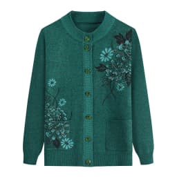 New Print Middle-Aged Mother's Spring Autumn Long-Sleeve Sweater Women Knitted Bottoming Shirt Wool Winter Grandma Cardigan