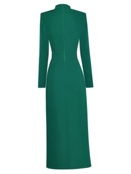 ZJYT Runway Autumn Midi Dresses for Women 2025 Elegant Black Green Vestidos Long Sleeve Straight Party Robe Femme Plus Size XXL
